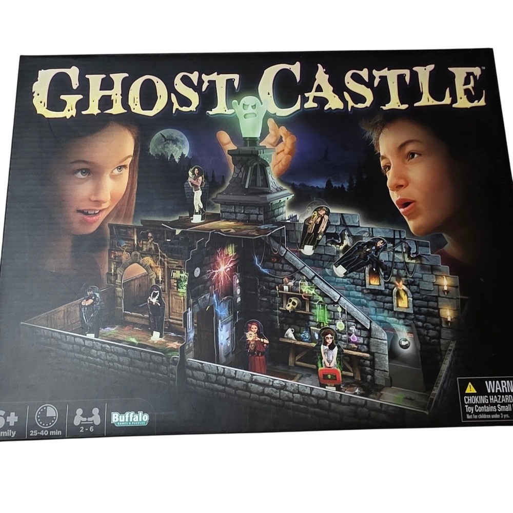 Buffalo Games Ghost Castle Haunted Board Game Glow in the Dark Traps Ages 6+ H2